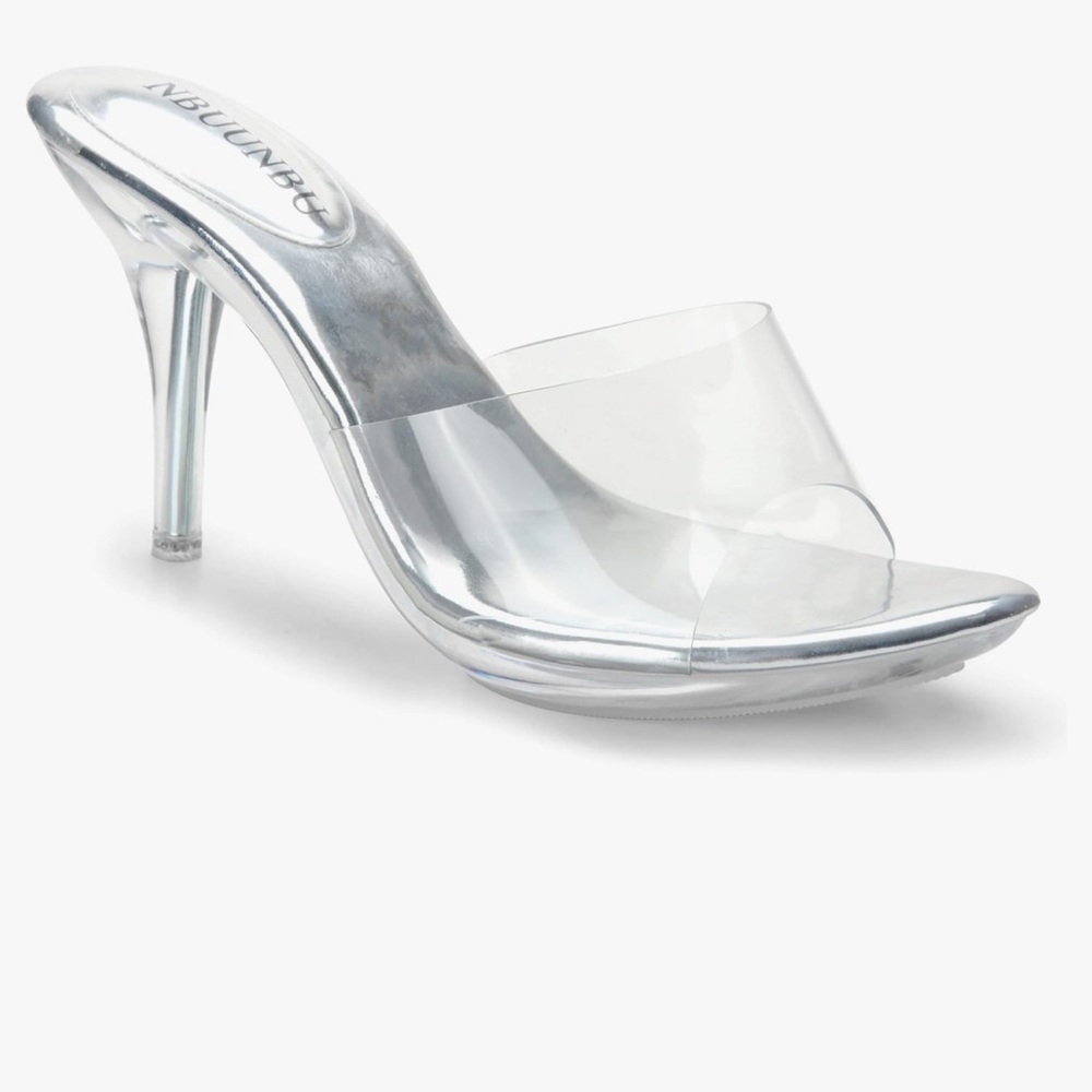 Clear Silver Heels